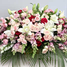 Pinks and White Casket