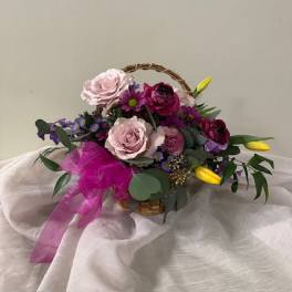 Spring floral basket