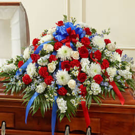 Red, White & Blue Half Casket Cover