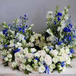 Urn Wreath in Blues