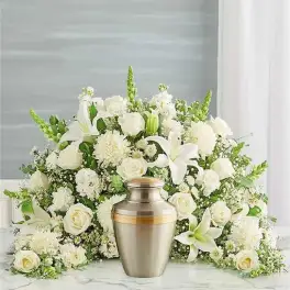 Crescent Cremation Arrangement- All White