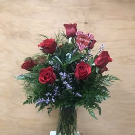 Dozen Long Stemmed Roses with Baby's Breath by BloomNation™