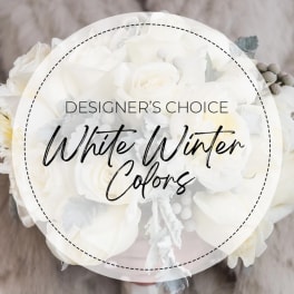 White floral bouquet with roses and winter accents