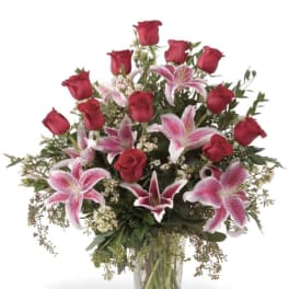 Roses and Stargazer Lily Bouquet