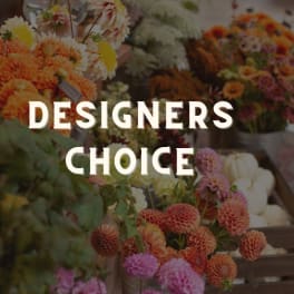 Designer’s choice floral display with orange, pink, and white blooms