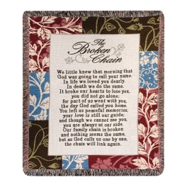 Memorial throw blanket with the words The Broken Chain