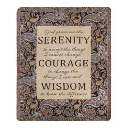 Decorative throw blanket with a Serenity Prayer quote