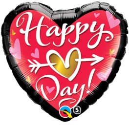 Heart-shaped balloon with "Happy Day!" text and small hearts