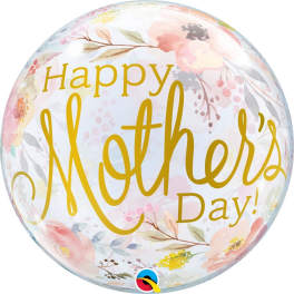 Round balloon with floral print and "Happy Mother's Day" text