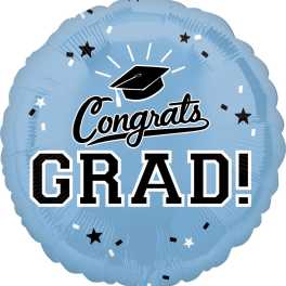 Blue graduation balloon with "Congrats GRAD!" text