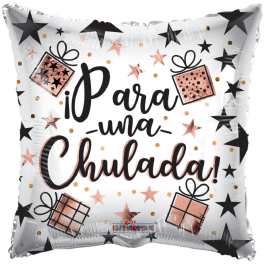 Decorative foil balloon with stars and the text "¡Para una Chulada!"