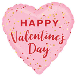 Happy Valentine's Day - Pink Heart Red Script - Balloon