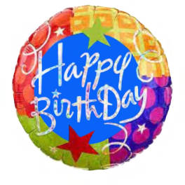 Happy Birthday - Swirls and Stars - Balloon