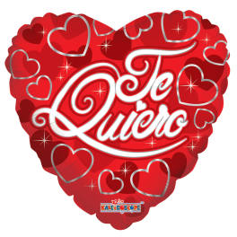Heart-shaped red balloon with "Te Quiero" text and heart graphics