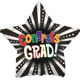 Star-shaped balloon with "Congrats Grad!" text