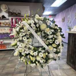 ALL WHITE FUNERAL WREATH
