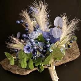 #A118 - Blue Hydrangea Silk Floral Bouquet
