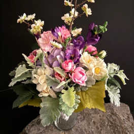 #A051 - Lavender Hydrangea Silk Floral Bouquet