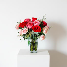 Love Struck Arrangement ( Red and Light Pink Spray Roses