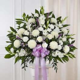 Heartfelt Sympathies Lavender & White Standing Basket