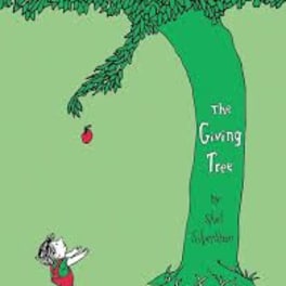 Illustrated book cover with a large green tree and a small child below