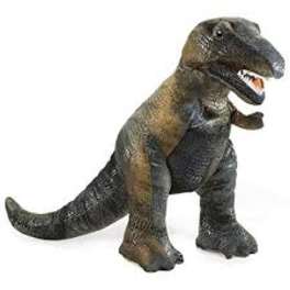 Toy dinosaur figurine standing on a white background