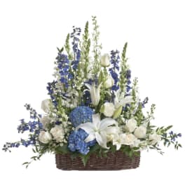 Peaceful White & Blue sympathy Basket