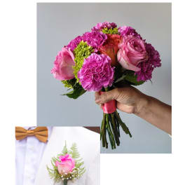 Prom Bouquet + Boutonniere Combo- Bright + Cheery