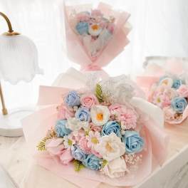 [SOAP FLOWER] Cotton Candy Color Soap Flower Bouquet