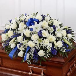 Blue & White Mixed Half Casket Cover