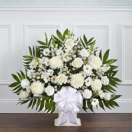 Heartfelt Tribute™ White Floor Basket Arrangement