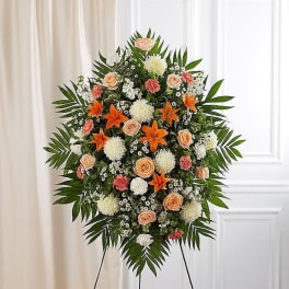 Peach, Orange & White Sympathy Standing Spray