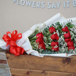 Dozen Red Roses Cascading Bouquet