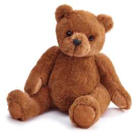 Brown teddy bear sitting on a white background