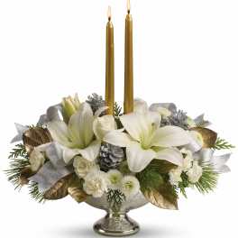 Teleflora's Silver And Gold Centerpiece