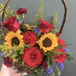 Roses and Sunflower basket