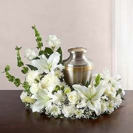 Honor a life All White Cremation Flowers