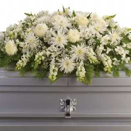 Enduring Love All White Casket Cover Spray