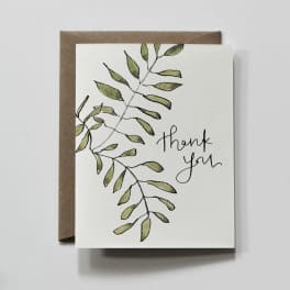 Thank you card with a leafy branch design