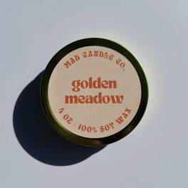 Golden Meadow Soy Candle - 4 oz Gold Tin & Wood Wick