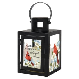 Black lantern with cardinal and floral memorial design