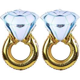 2Pcs 28in Diamond Ring Mylar Balloons Package