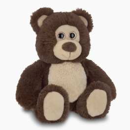 Brown and cream teddy bear plush toy sitting upright
