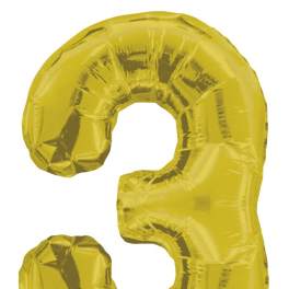 Gold Number 3 Balloon