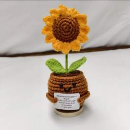 Sunflower Crochet Pot Cute Knitted Gift Decor