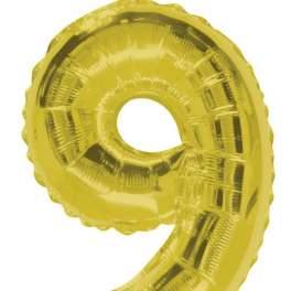 Gold Number 9 Balloon
