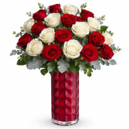 Timeless Romance Red & White Rose Arrangement
