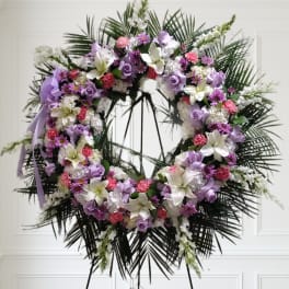 Lavender, pink and white standing Wreath