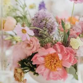 Pastel bouquet with pink and lavender flowers