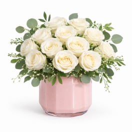 Blush Elegance White Rose Arrangement